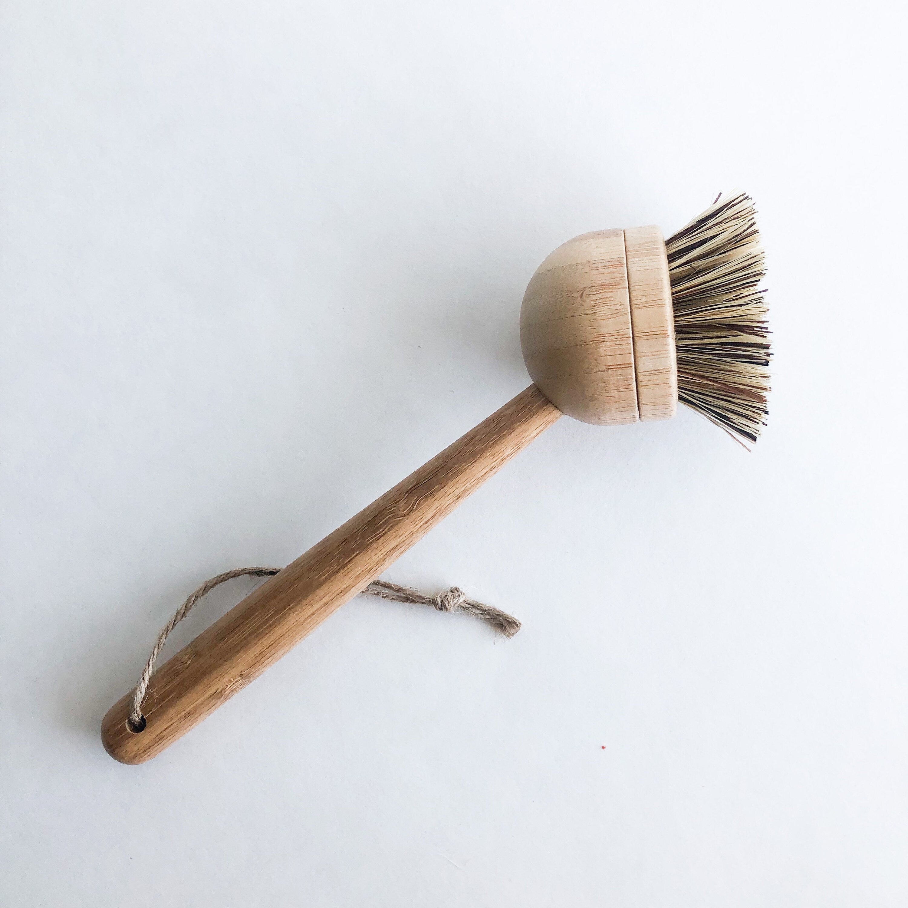 Natural Bamboo Sisal Dish Brush With Replaceable Head - Biodegradable Zero Waste Plastic Free Long Handle Kitchen Brush