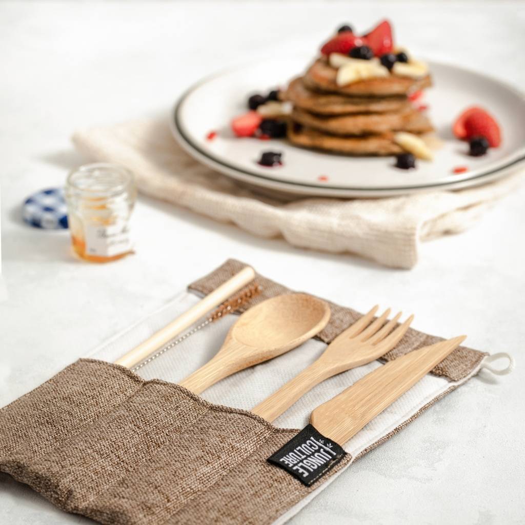 Bamboo Cutlery Set (Light grey bag)